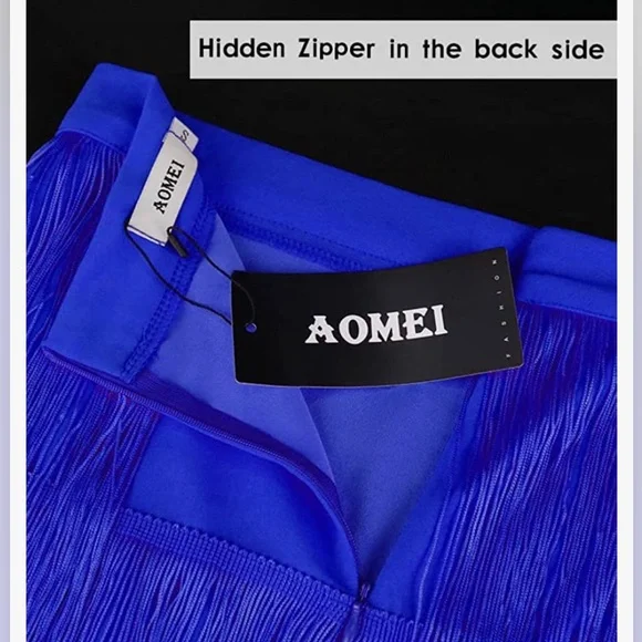 Elegant Blue Fringe Midi Skirt - Picture 5 of 6